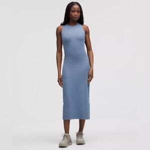 Lululemon All Aligned Ribbed Midi Dress Oasis Blue 12 Large NWT